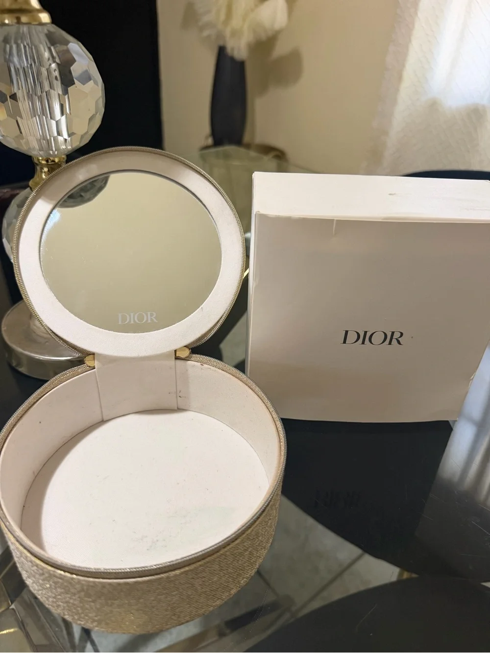 Dior Gold Round Canvas Mini Pouch